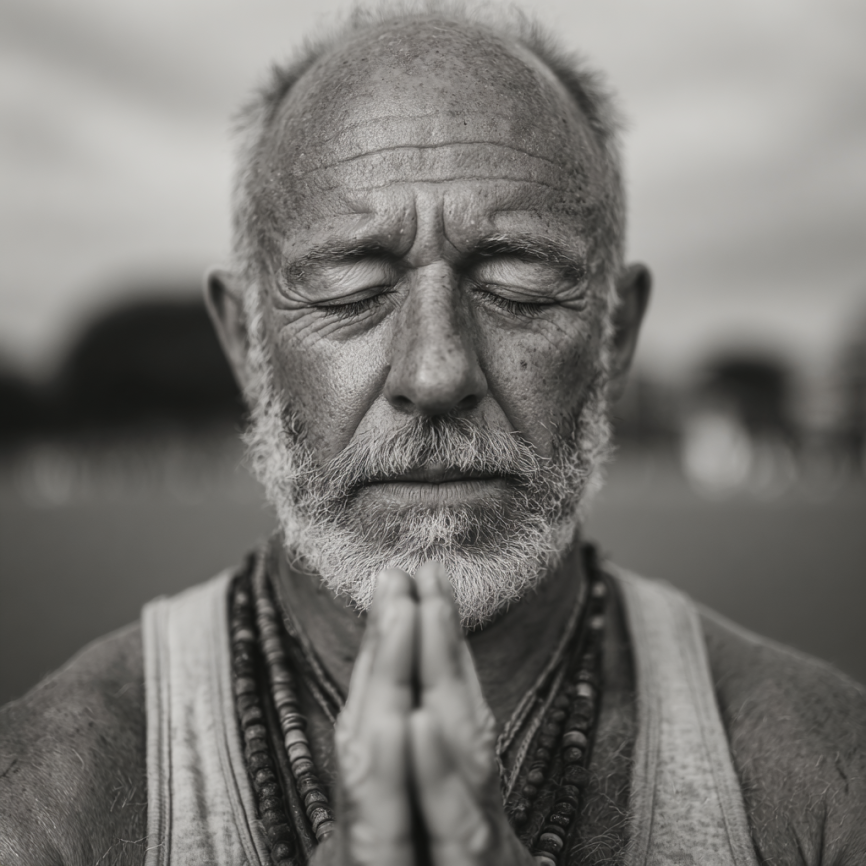 Група щасливих літніх людей після заняття йоги, які посміхаються та підтримують один одного